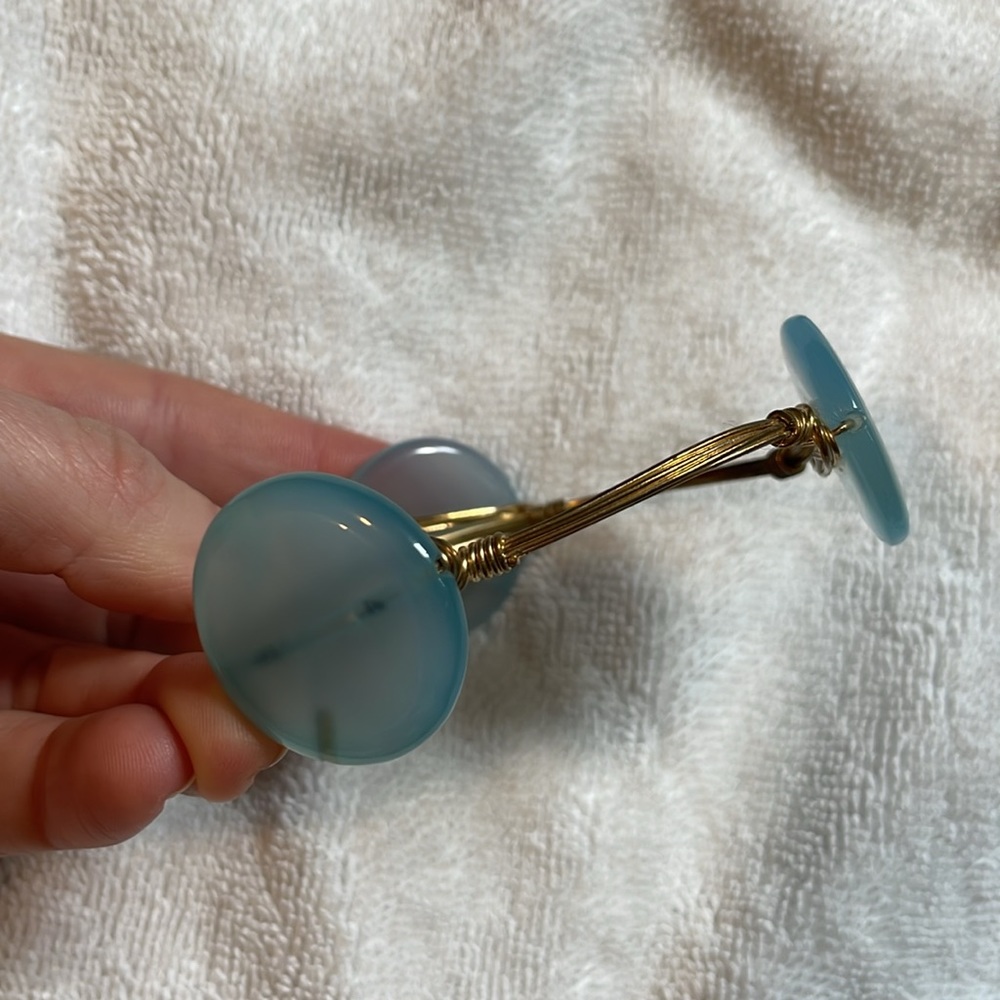 Statement bangle with aqua blue and gold